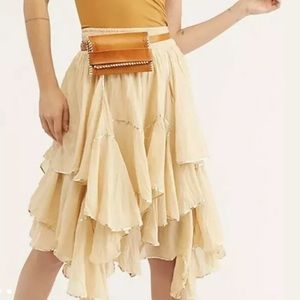 Free People NWT Handkerchief ruffle maxi skirt